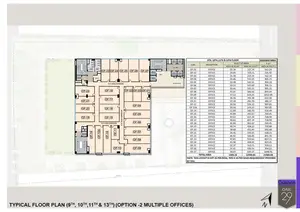 Typical Floor 9th, 10th, 11th & 13th, Option 2 Multiple Offices