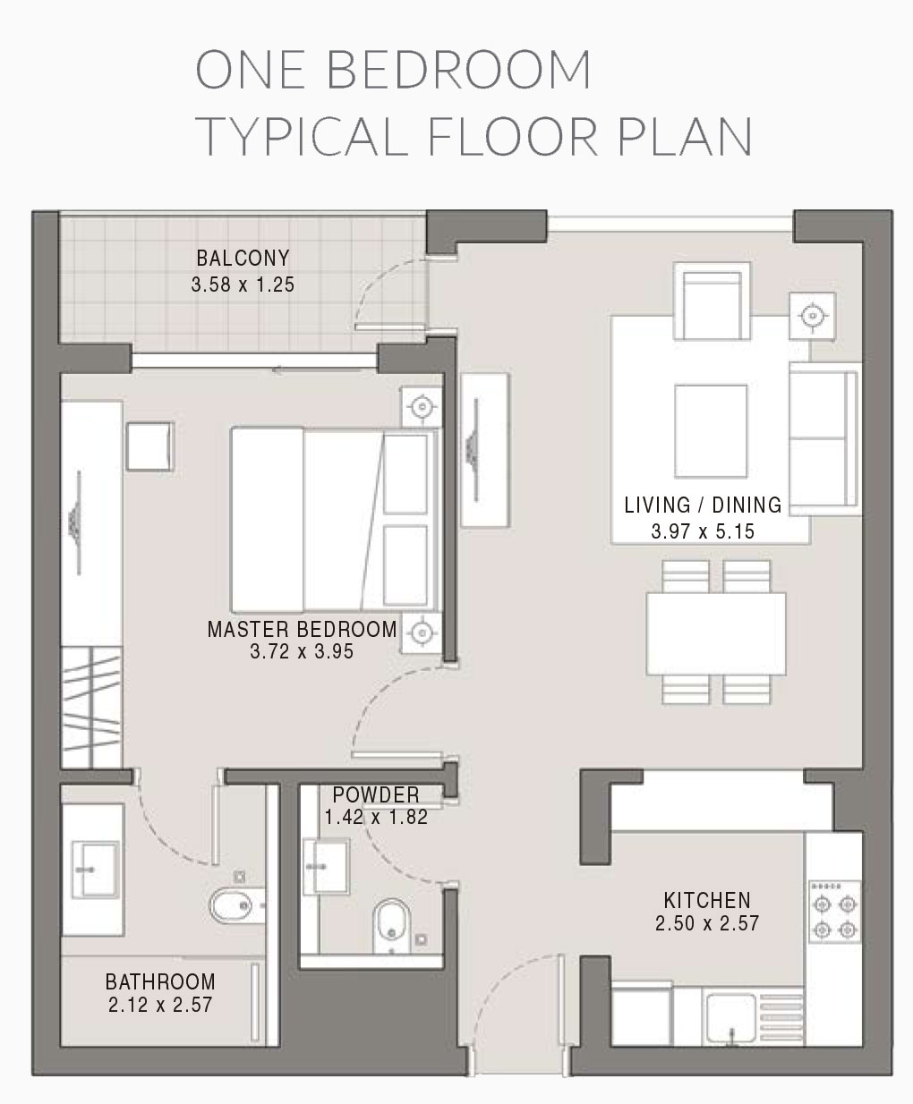 1BDR - Typical Floor Plan