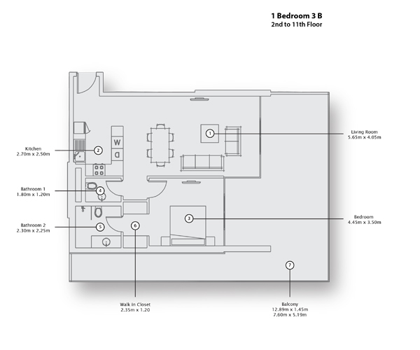 Type 3 B, 2nd to 11th Floor