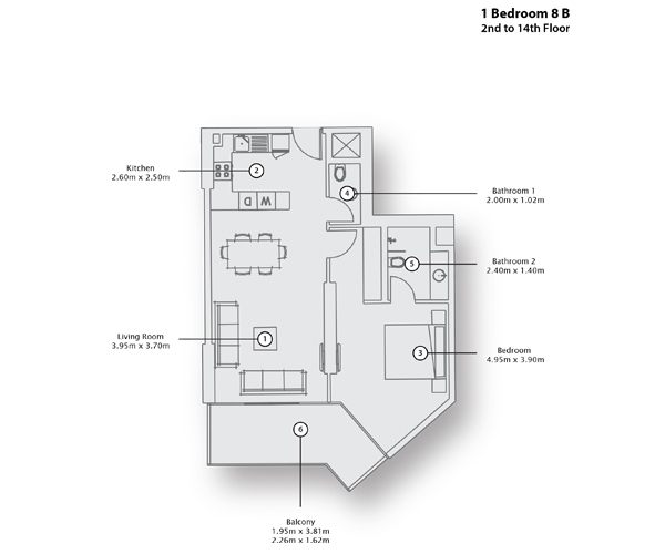 Type 8 B, 2nd to 14th Floor