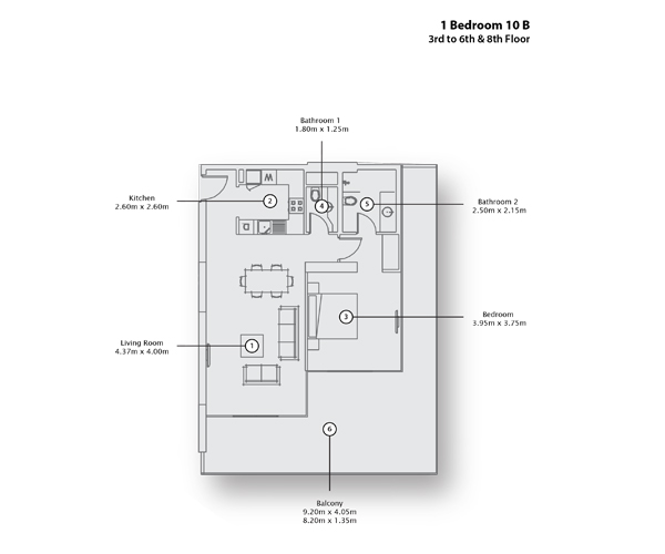 Type 10 B, 3rd to 6th & 8th Floor
