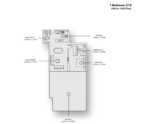 Type 27 B, 10th to 14 th Floor
