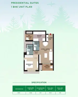 1 BHK Unit Plan