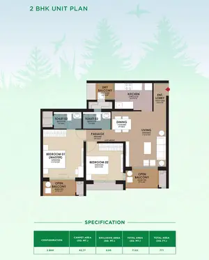2 BHK Unit Plan