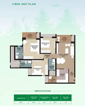 3 BHK Unit Plan