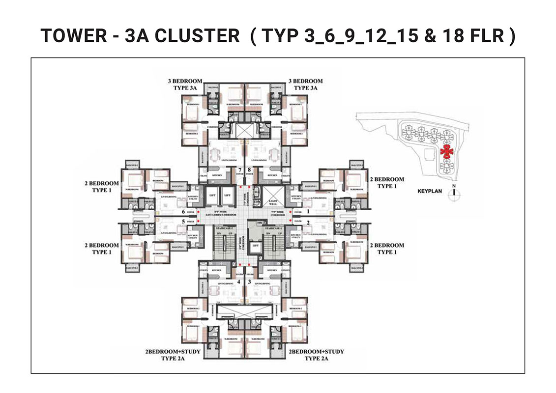 Tower-3A Cluster, Type 3,6,9,12,15 & 18 Floor