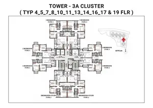 Tower-3A Cluster, Type 4,5,7,8,10,11,3,14,16,17 & 19 Floor