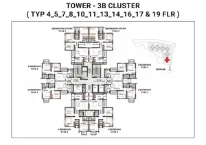 Tower-3B Cluster, Type 4,5,7,8,10,11,3,14,16,17 & 19 Floor