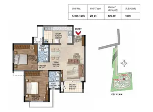 Unit No-A-005-1204, 2B 2T