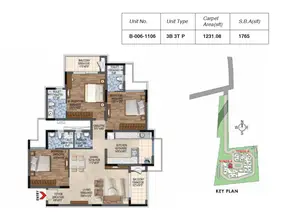 Unit No-B-006-1106, 3B 3T P