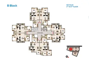 B Block, Key Plan-1st to 9th Floor