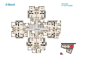 D Block, Key Plan-1st to 9th Floor