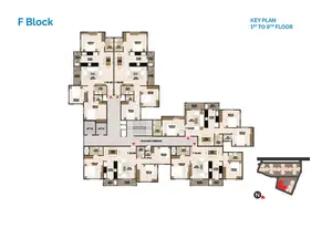 F Block, Key Plan-1st to 9th Floor