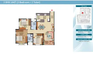 3 BHK Unit (3 Bedroom + 2 Toilet)