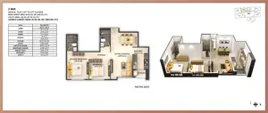 2 BHK, Wing B-Flat 3