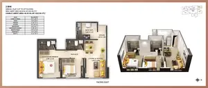 2 BHK, Wing B-Flat 5, Facing East