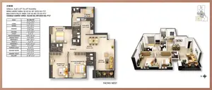 3 BHK, Wing A-Flat 2, Facing West
