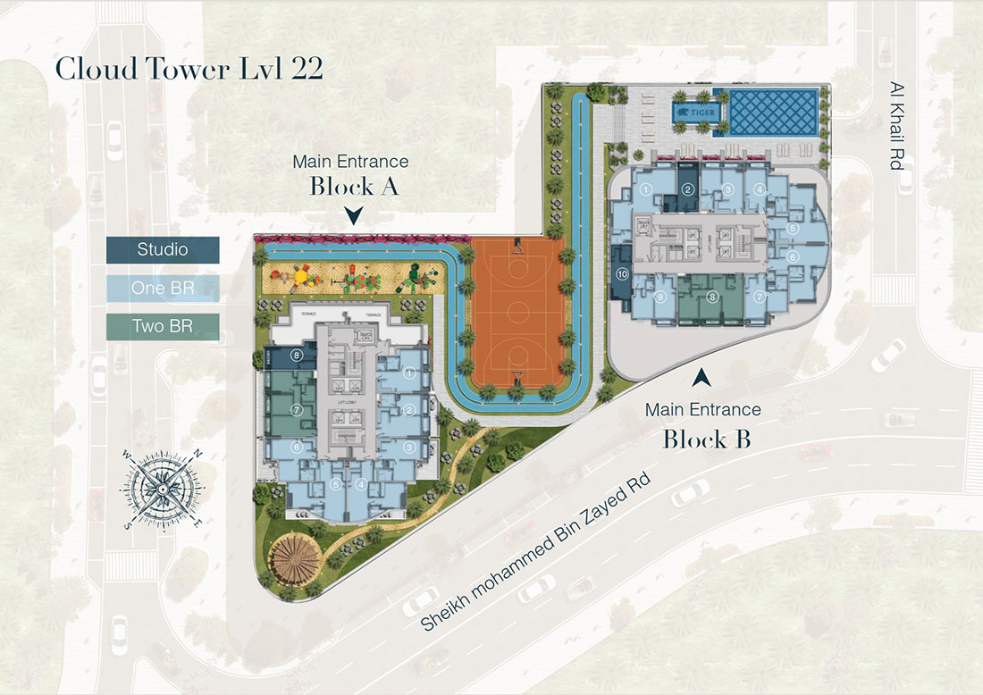 Studio, One and Two BR, Level 22