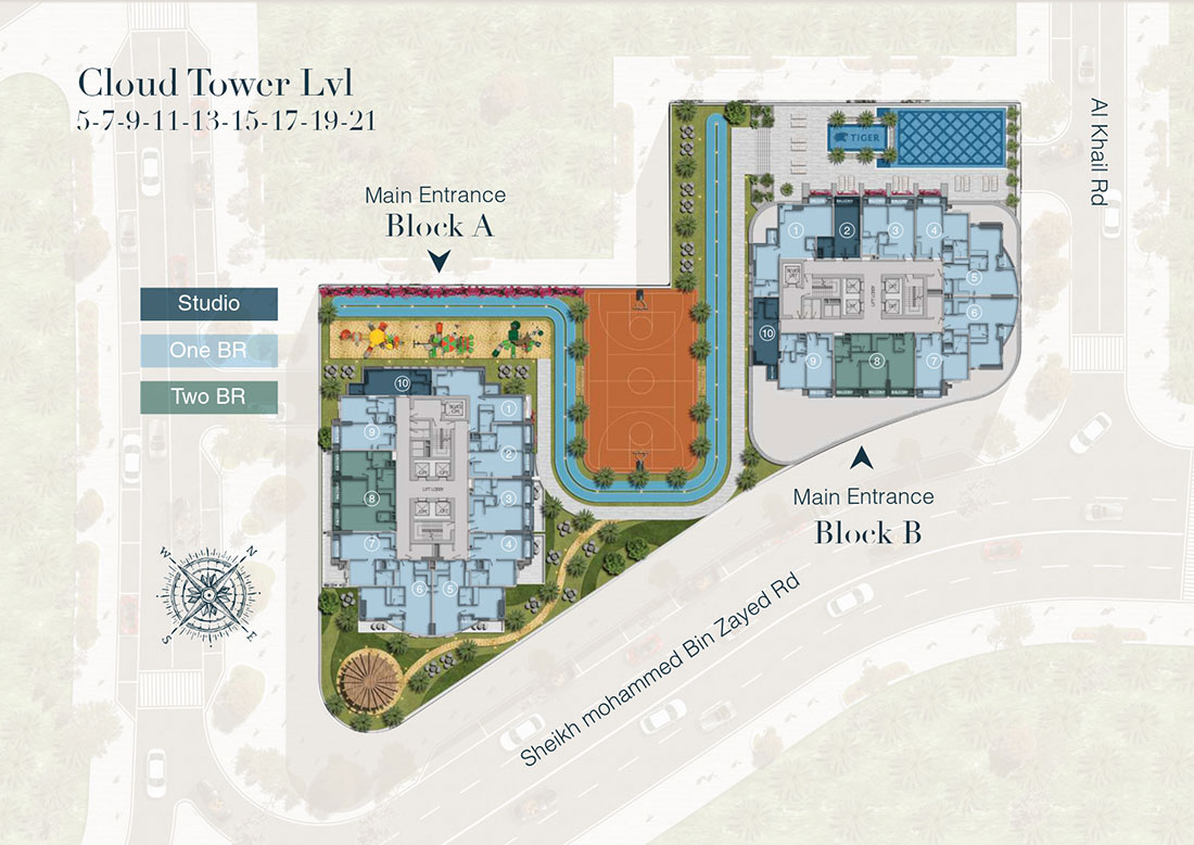 Studio, One and Two BR, Level 5,7,9,11,13,15,17,19,21