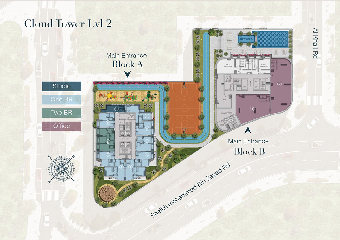 Studio, One BR, Two BR, Office, Level 2