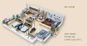 Unit 102 (3D View)