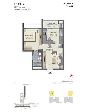 Type C, 1 BHK