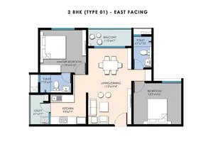 2 BHK, Type 1, East Facing