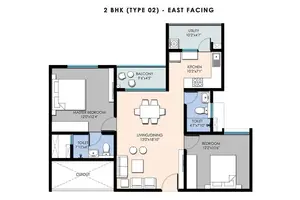 2 BHK, Type 2, East Facing