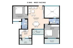 2 BHK, West Facing