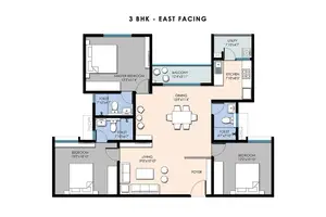 3 BHK, East Facing