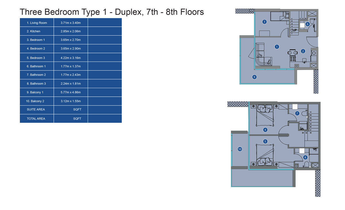 Type 1, 7th to 8th Floor