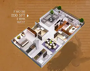 Flat No B11 (Isometric Views)