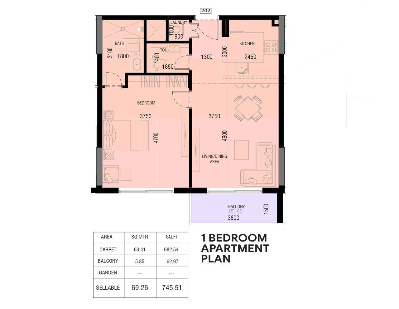 1 Bedroom Apartment Plan