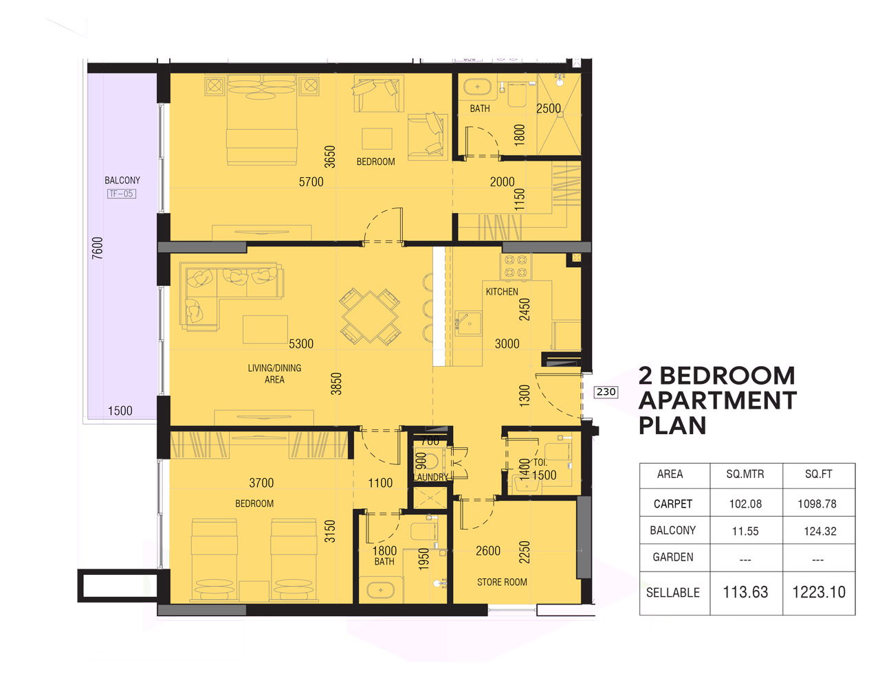 2 Bedroom Apartment Plan