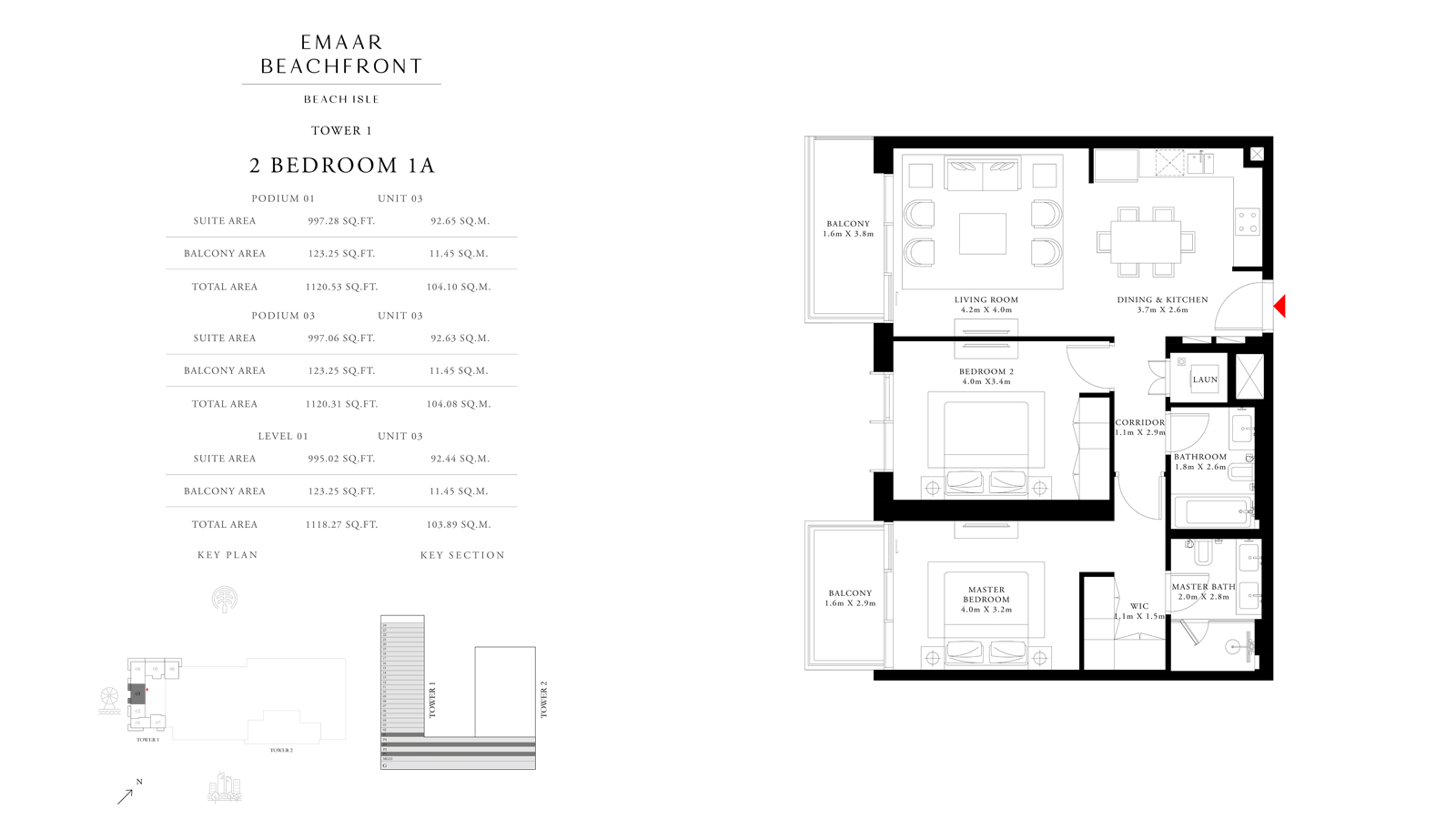 2 Bedroom 1A