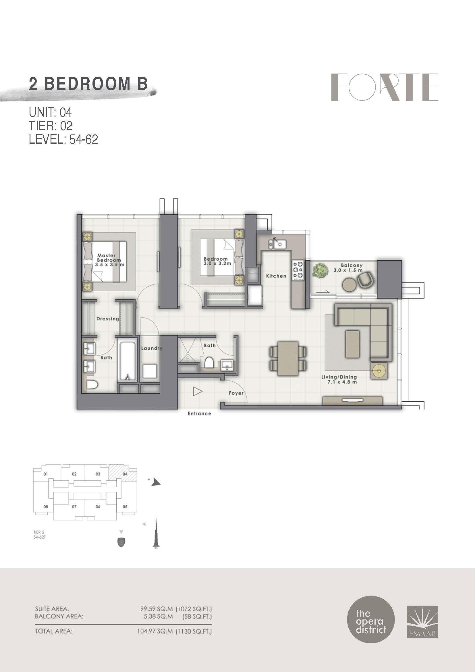 2 Bedroom B, Unit-04, Tier 02