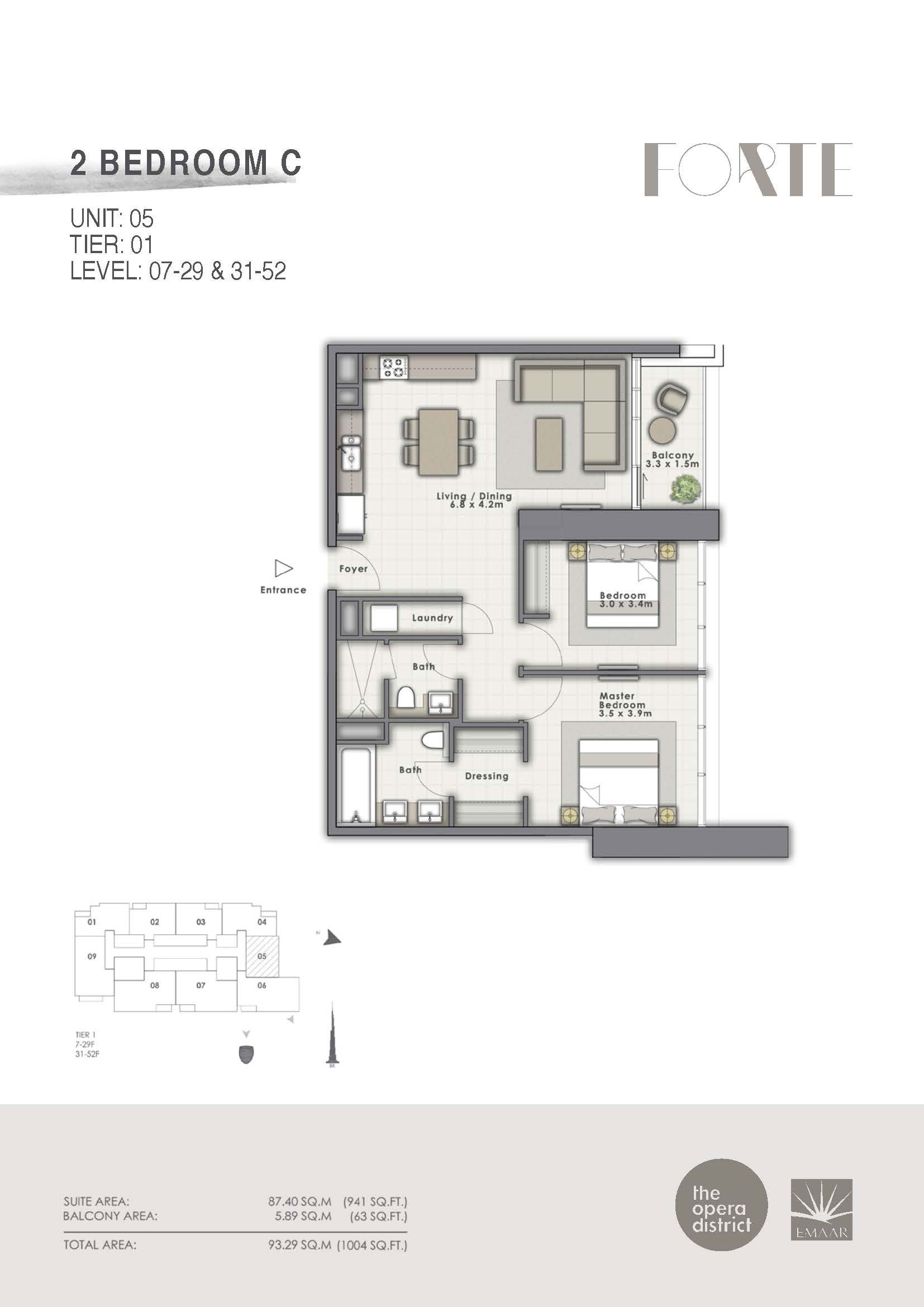 2 Bedroom C, Unit-05, Tier 01