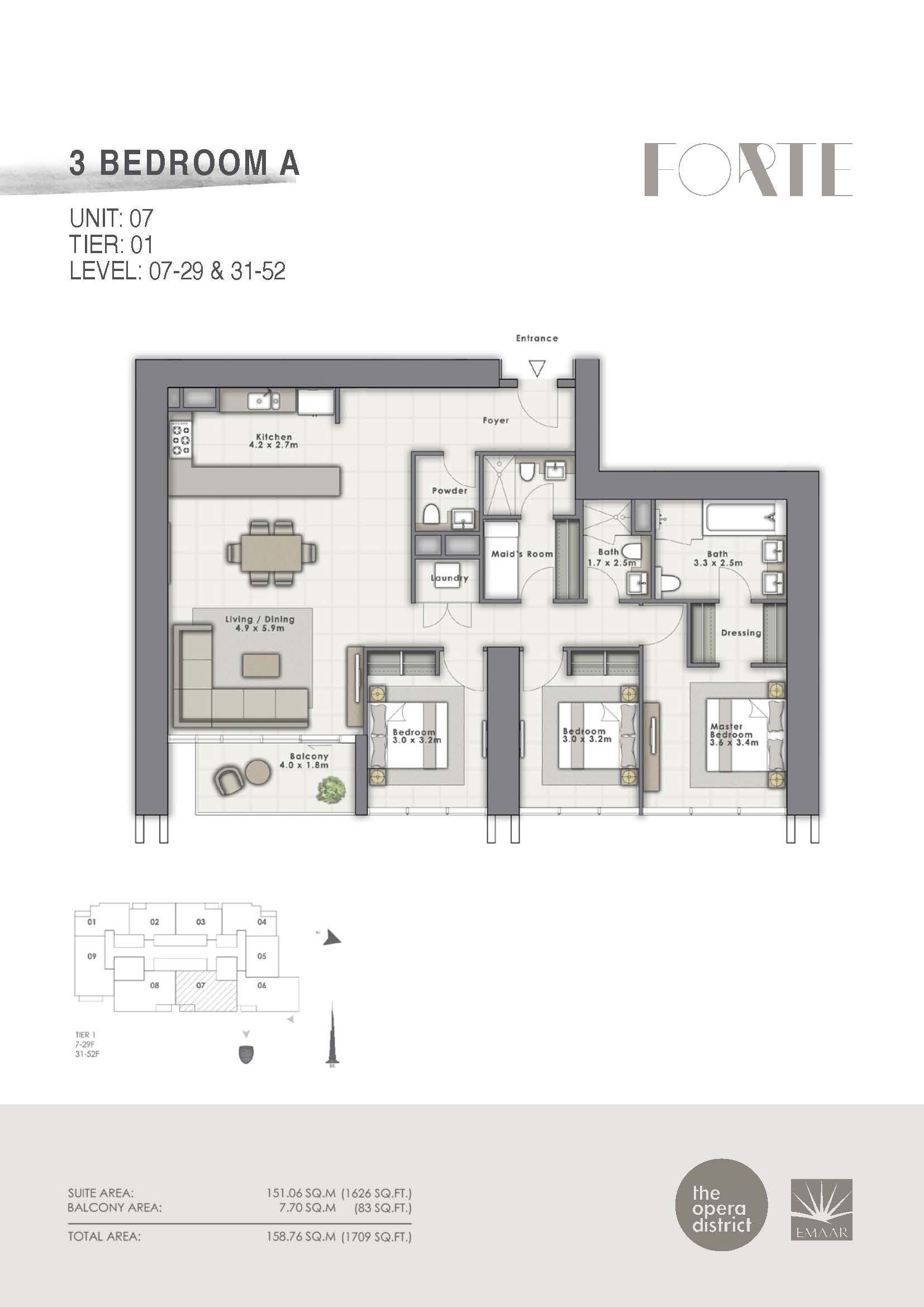 3 Bedroom A, Unit-07, Tier 01