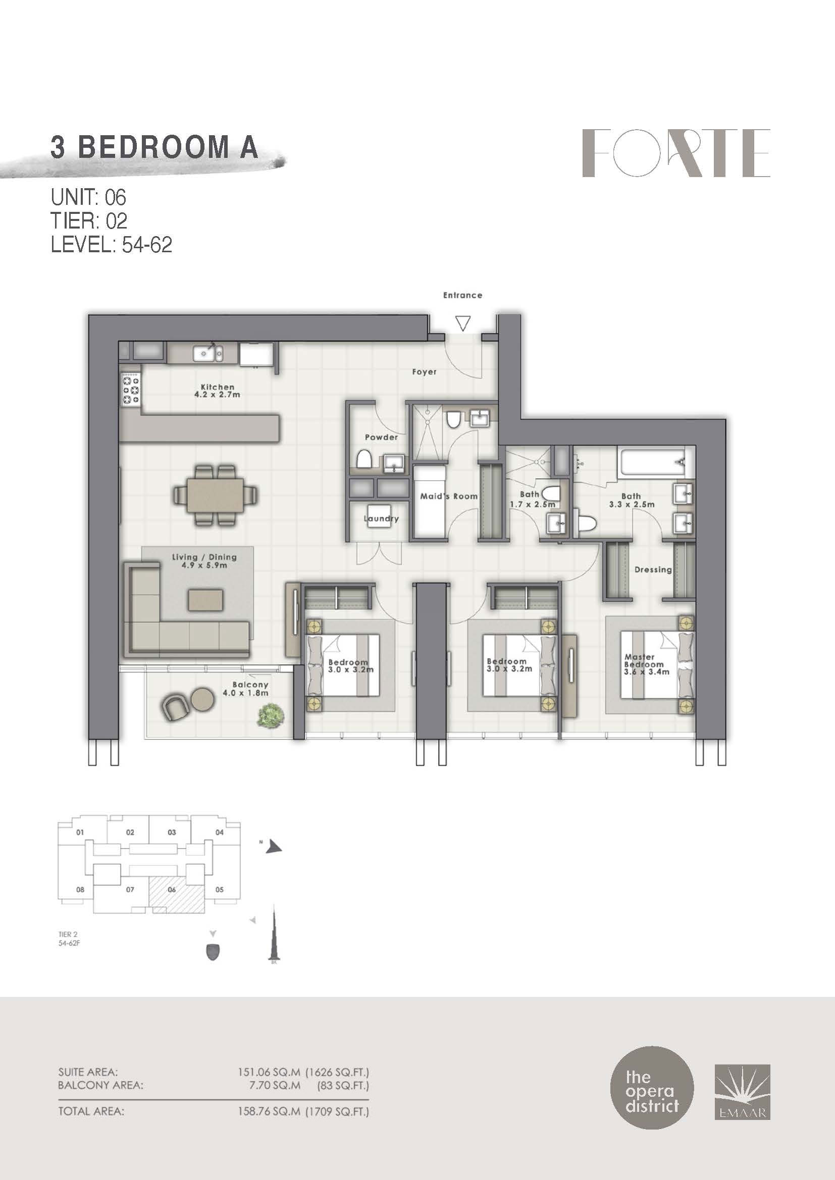 3 Bedroom B, Unit-05, Tier 02