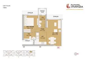 1 BHK, Unit Plan
