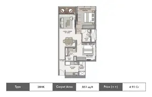 2 BHK, North Tower
