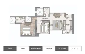 2 BHK, South Tower