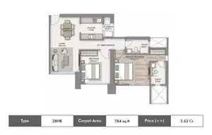 2 BHK, South Tower