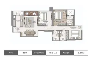 3 BHK, South Tower