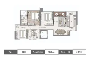 3 BHK, South Tower