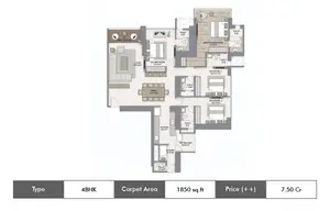 4 BHK, Central Tower