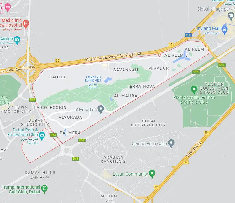 Arabian Ranches Location